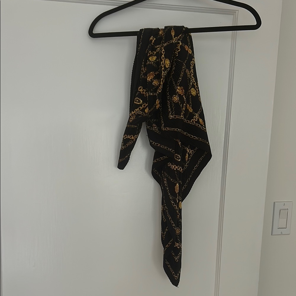 Black and Gold Patterned Scarf